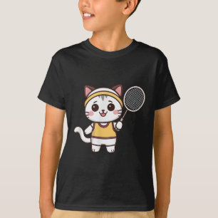 T-shirt Joueur de badminton femme fille chat drôle badmint