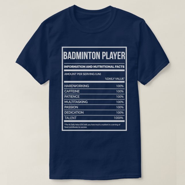 T-shirt Joueur de badminton Funny Badminton Étiquette de n (Design devant)