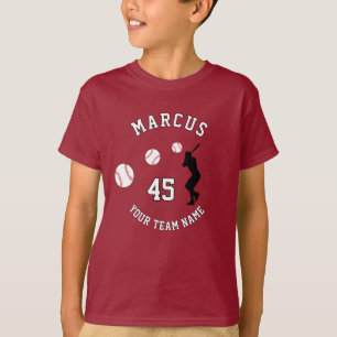 T-shirt Joueur de balle de base-ball Silhouette Nom d'équi