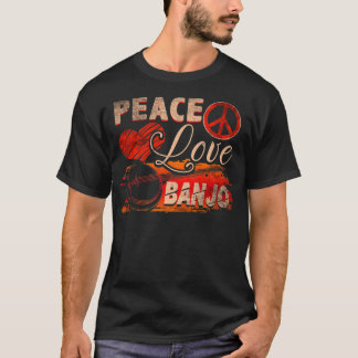 T-shirt Joueur de banjo à la guitare Peace Love Country Bl