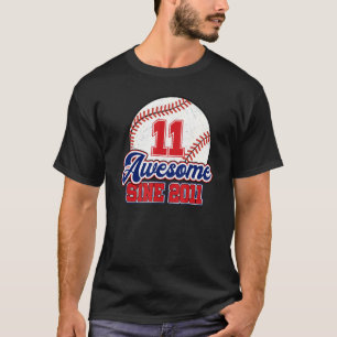 T-shirt Joueur de baseball 11e anniversaire 11 ans Vintage