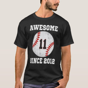 T-shirt Joueur de baseball 11e anniversaire 11 ans Vintage
