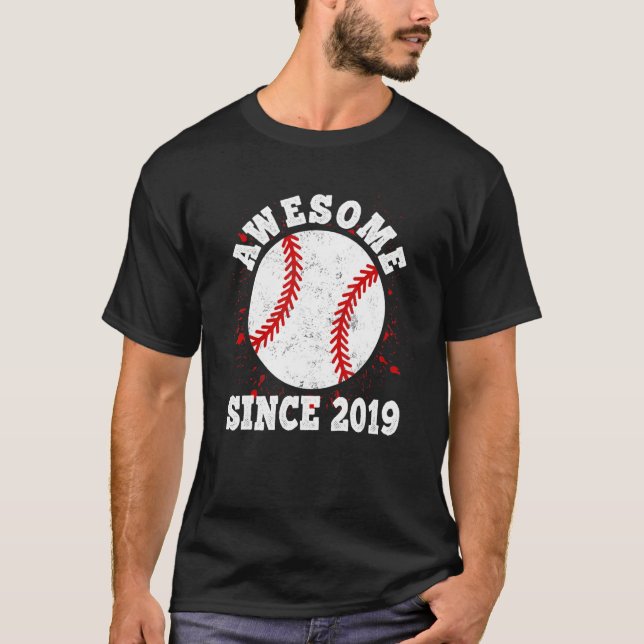 T-shirt Joueur de baseball 3e anniversaire 3 ans Awesome S (Devant)