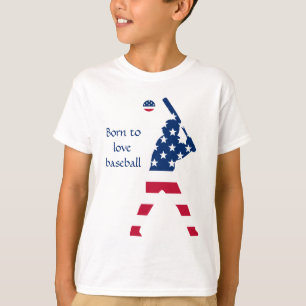 T-shirt Joueur de baseball américain drapeau américain