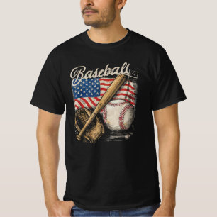 T-shirt Joueur de baseball avec drapeau américain Batteur 
