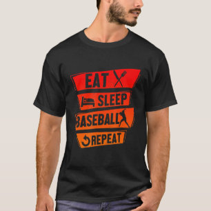 T-shirt Joueur De Baseball Drôle Manger Sleep Baseball Rép