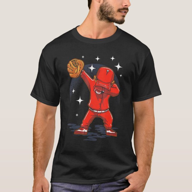 T-shirt Joueur de baseball faisant le dab Attrapeur Lanceu (Devant)