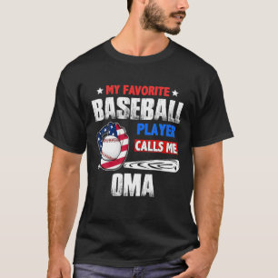 T-shirt Joueur de baseball favori m'appelle Oma US Drapeau