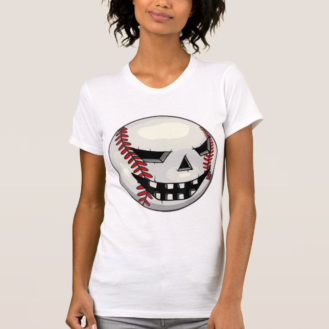T-shirt Joueur de baseball Halloween Jack-o'-lantern (Devant)