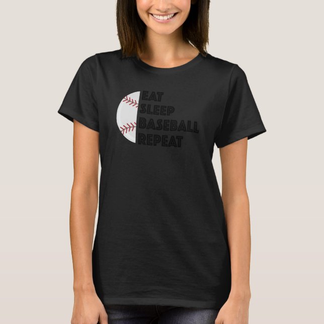 T-shirt Joueur de baseball Manger Sleep Baseball Répéter l (Devant)