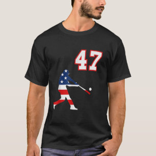 T-shirt Joueur de baseball numéro 47 avec drapeau américai