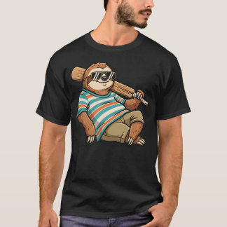 T-shirt Joueur de Baseball Paresseux Fainéant Vibes d'Été