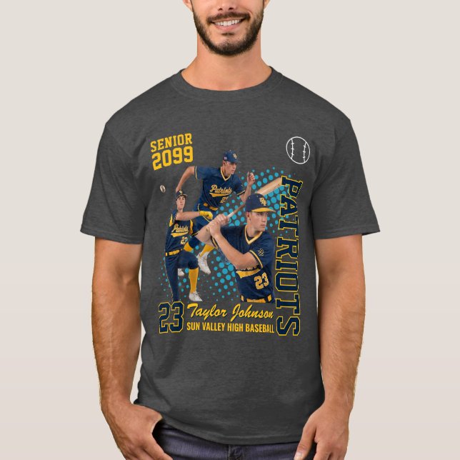 T-shirt Joueur de baseball senior Collage photo personnali (Devant)