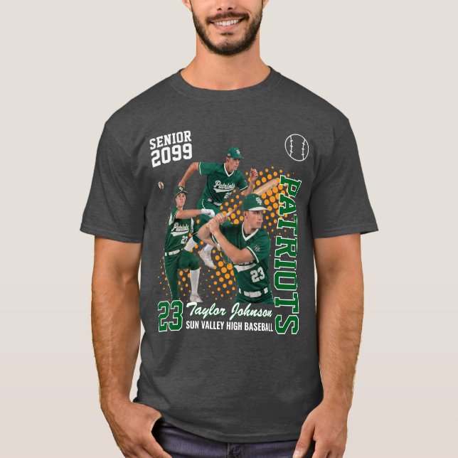 T-shirt Joueur de baseball senior Collage photo personnali (Devant)