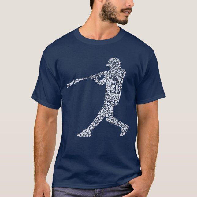 T-shirt Joueur de baseball softball Word Art (Devant)