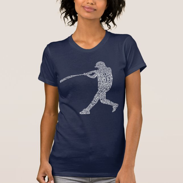 T-shirt Joueur de baseball softball Word Art (Devant)