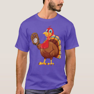 T-shirt Joueur de baseball Turquie Drôle Thanksgiving Day 