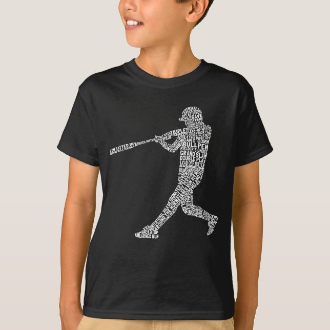 T-shirt Joueur de baseball typographique (Devant)