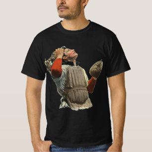 T-shirt Joueur de baseball vintage, receveur regarde vers