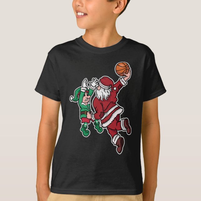 T-shirt Joueur de basket-ball amusant Père Noël (Devant)
