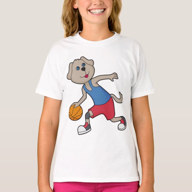 T-shirt Joueur de basket-ball de chien (Devant)
