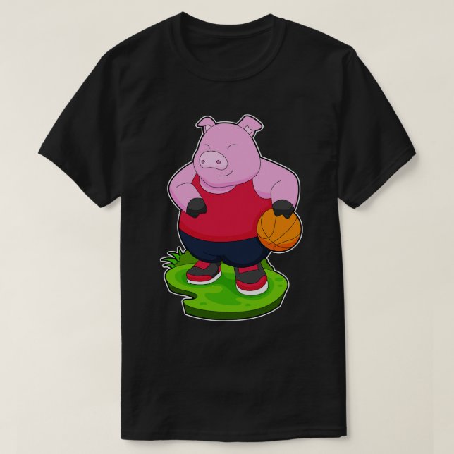 T-shirt Joueur de basket-ball de cochon (Design devant)