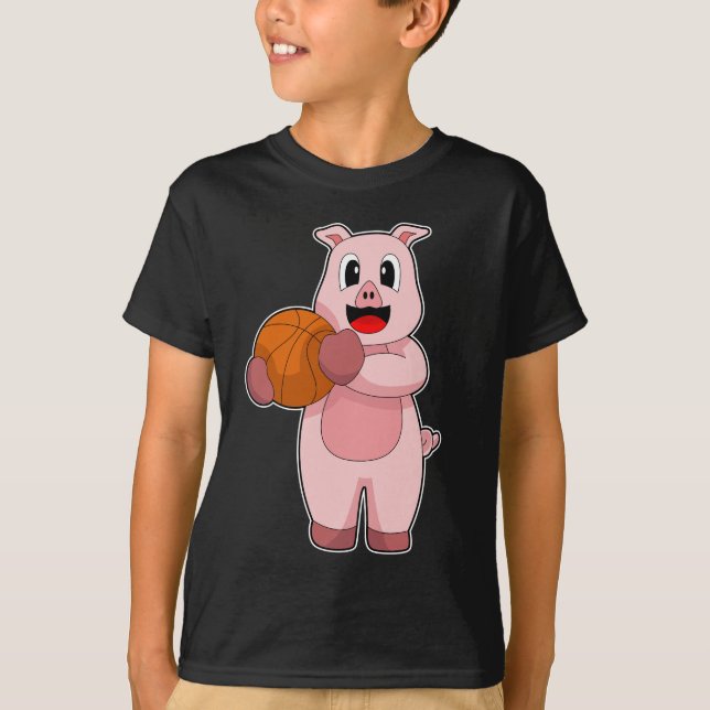 T-shirt Joueur de basket-ball de cochon (Devant)