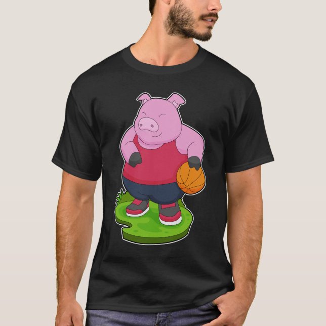 T-shirt Joueur de basket-ball de cochon (Devant)
