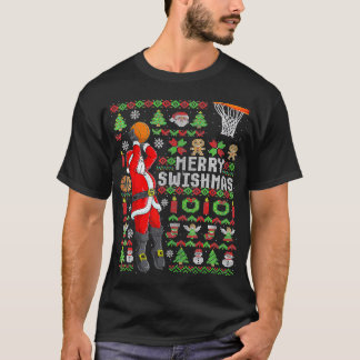 T-shirt Joueur de basket-ball de Noël Père Noël Slam Dunk 