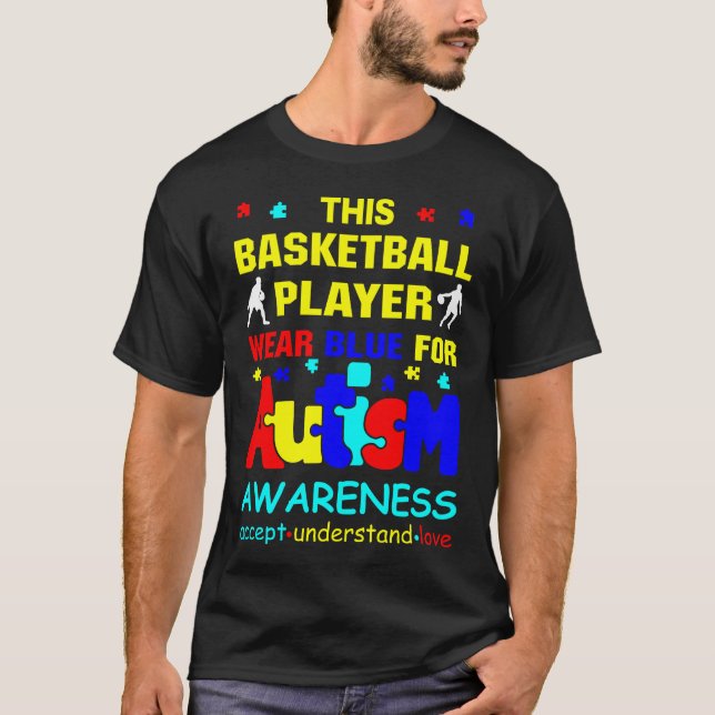 T-shirt Joueur de basket-ball en bleu pour la Sensibilisat (Devant)