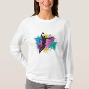 T-shirt Joueur de basket-ball Grungy Couleurs Splashes