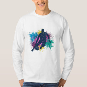 T-shirt Joueur de basket-ball Grungy Couleurs Splashes