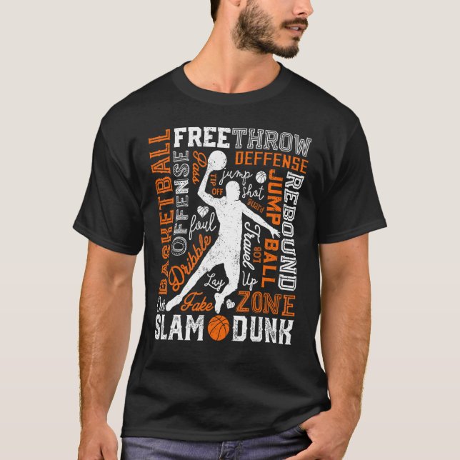 T-shirt Joueur de basket-ball Slam Dunk Typographie Word A (Devant)