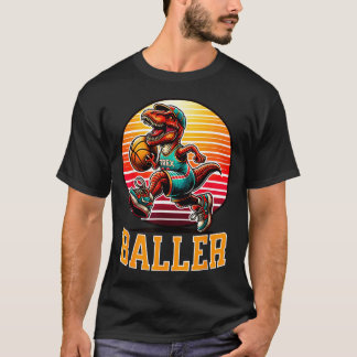 T-shirt Joueur de basketball dinosaure T Rex hommes enfant