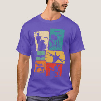 T-shirt Joueur de batterie Musique rock Baguettes de batte