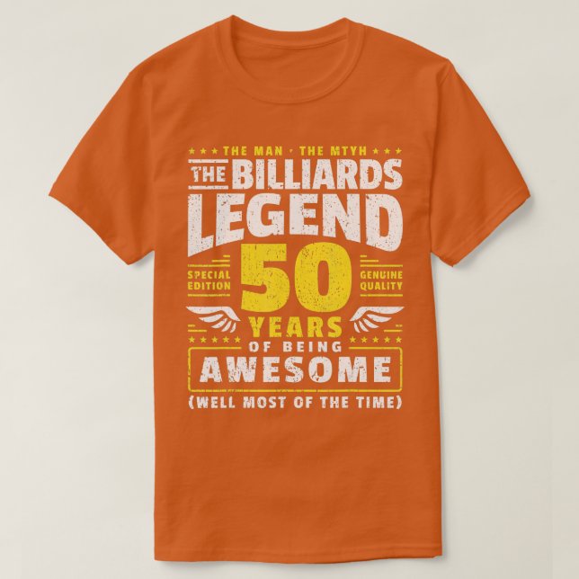 T-shirt Joueur de billard 50e anniversaire 50 ans (Design devant)