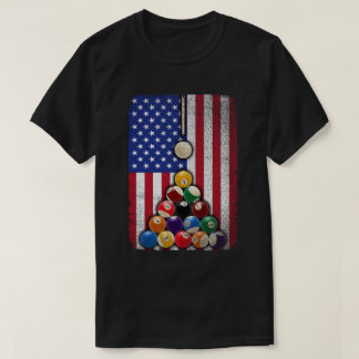 T-shirt Joueur de billard américain Drapeau américain 8 ba