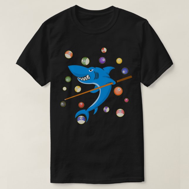 T-shirt Joueur de billard Shark 8 Ball Queue de billard  (Design devant)
