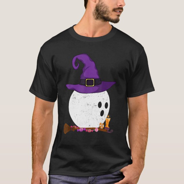 T-shirt Joueur de bowling sorcier amusant Halloween Costum (Devant)
