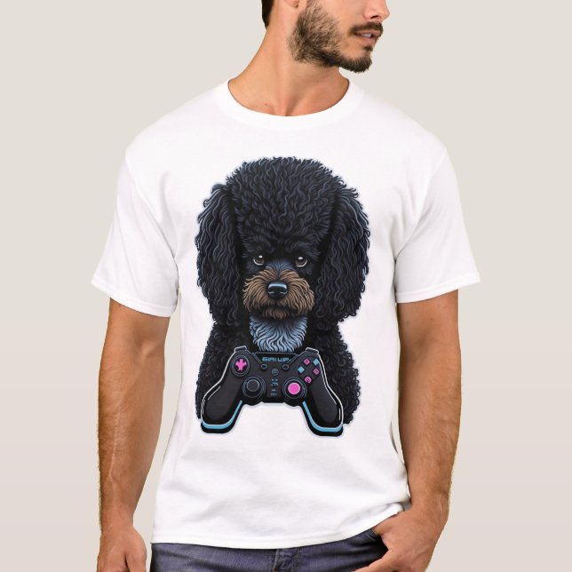 T-shirt Joueur de caniche avec joystick (Devant)