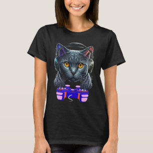 T-shirt Joueur de chat Chartreux de jeu Animal Joueur de v