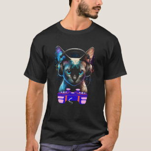 T-shirt Joueur de chat siamois de jeu Animal Joueur de vid
