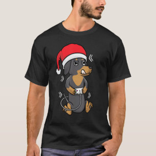 T-shirt Joueur de Chien de Noël Jouer de Jeu Vidéo de Jeu 