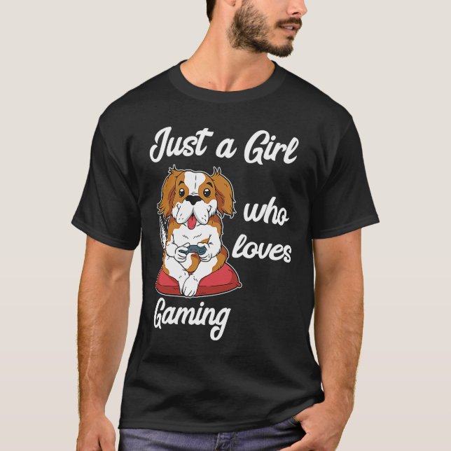 T-shirt Joueur de chien filles jeu consoles gamer vidéo g (Devant)