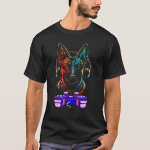 T-shirt Joueur de chien malinois belge de jeu vidéo Hommes