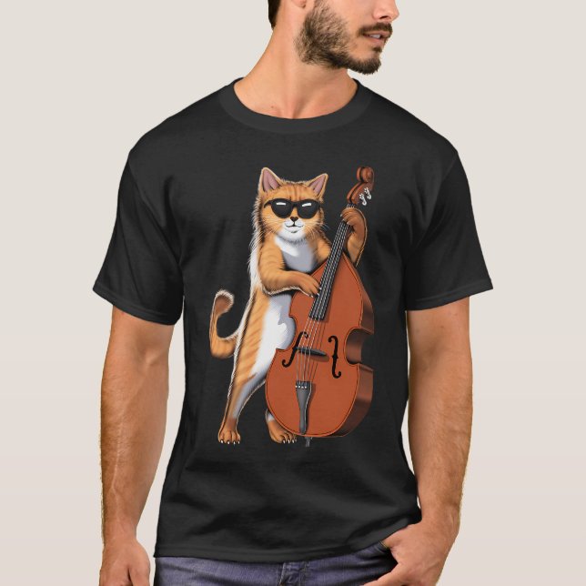 T-shirt Joueur de contrebasse félin (Devant)