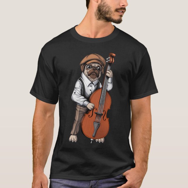T-shirt Joueur de contrebasse Pug (Devant)