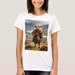 T-shirt Joueur de cornemuse de vache des Highlands écossai