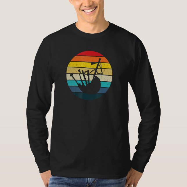 T-shirt Joueur de cornemuse rétro couché de soleil (Devant)