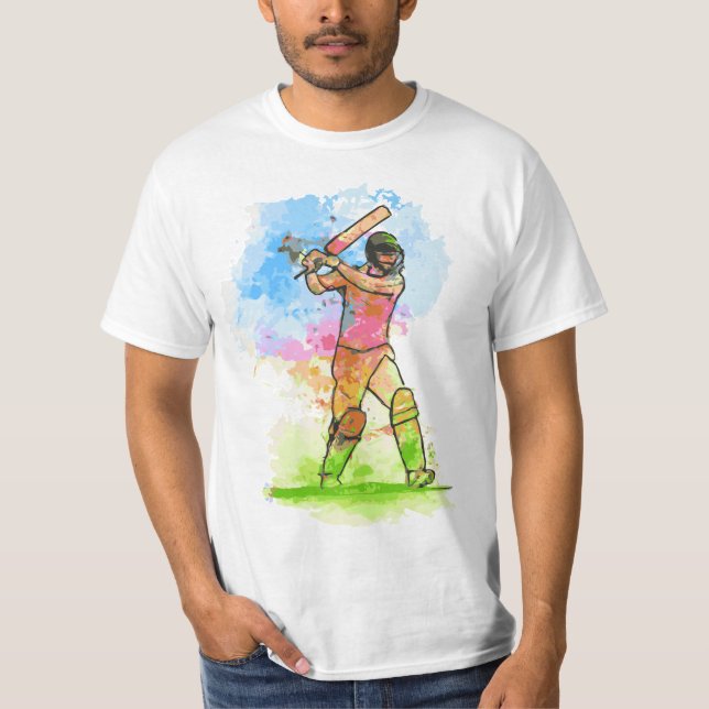 T-shirt Joueur de cricket Couleur de l'eau Design élégant  (Devant)